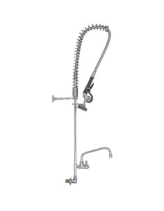 Professional Backsplash Mount Mixing Faucet with 20" Riser & 37" Flexible Hose & 12" Swing Nozzle Chrome Plated Brass