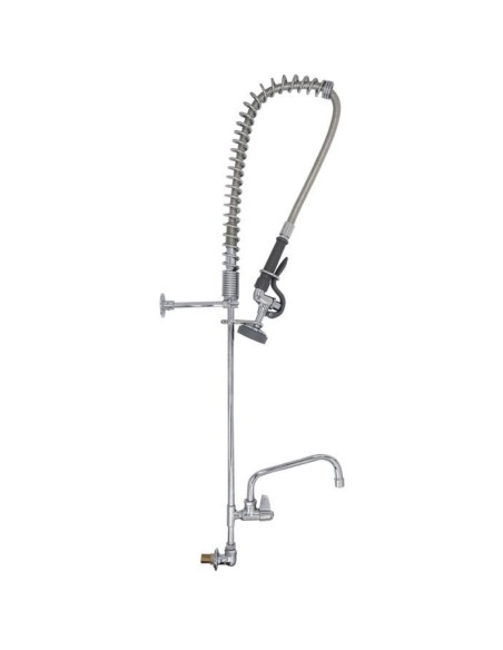 Professional Backsplash Mount Mixing Faucet with 20" Riser & 37" Flexible Hose & 12" Swing Nozzle Chrome Plated Brass