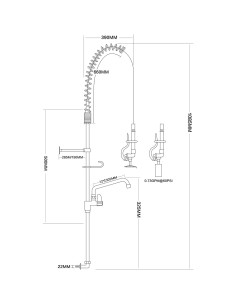 Professional Backsplash Mount Mixing Faucet with 20" Riser & 37" Flexible Hose & 12" Swing Nozzle Chrome Plated Brass 2