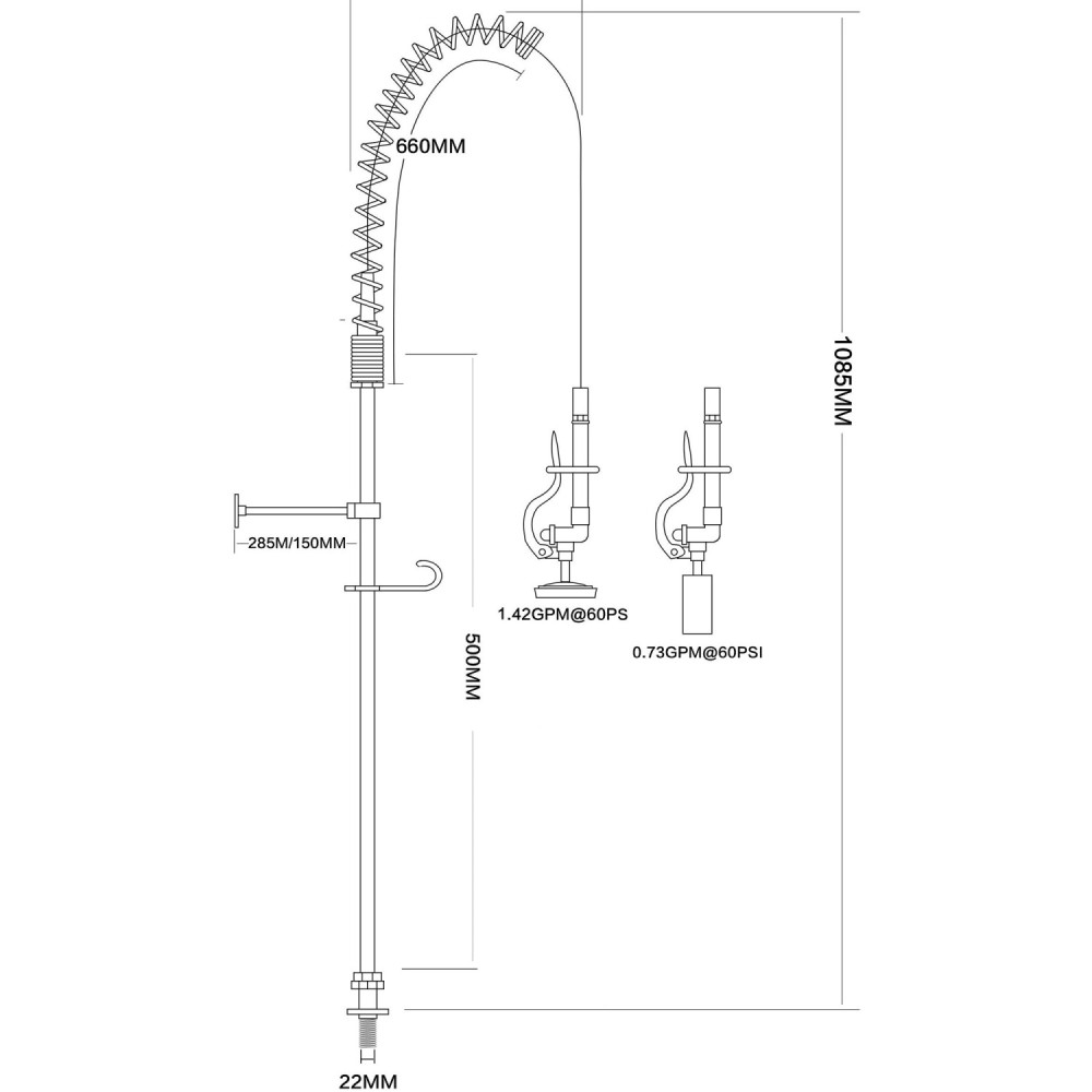 Professional Desk Mount Mixing Faucet with 20&quot Riser &amp 37&quot Flexible Hose Chrome Plated Brass