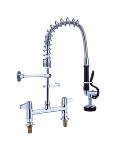 Professional 8" Desk Mount Mixing Faucet with 8" Riser & 18" Flexible Hose Chrome Plated Brass