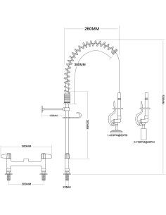Professional 8" Desk Mount Mixing Faucet with 8" Riser & 18" Flexible Hose Chrome Plated Brass 2