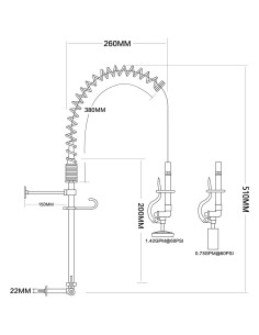 Professional 8" Desk Mount Mixing Faucet with 8" Riser & 18" Flexible Hose Chrome Plated Brass 2