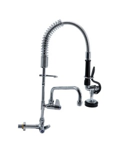 Professional 8" Desk Mount Mixing Faucet with 8" Riser &amp 18" Flexible Hose & 8" Swing Nozzle Hose Chrome Plated Brass