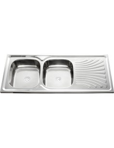Professional Double Bowl Stainless Steel Sink with Drainer 1200x500x180mm