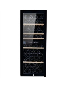 Professional Commercial Dual Zone Wine Cooler 198 Litres 77 Bottles Glass Door 5 Shelves 490x575x1271mm