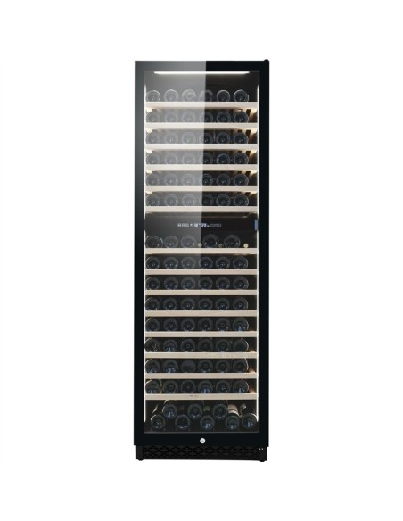 Professional Commercial Dual Zone Wine Cooler 450 Litres 188 Bottles Glass Door 14 Shelves 598x680x1818mm