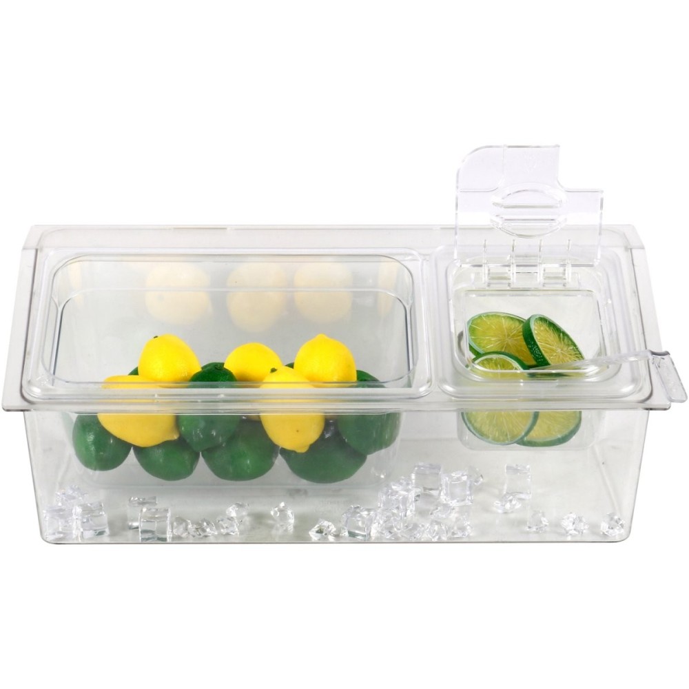 Chilled Condiment Holder including 1xGN1/3+1xGN1/6-100mm containers with lid Plastic | Stalwart DA- CHP06B3