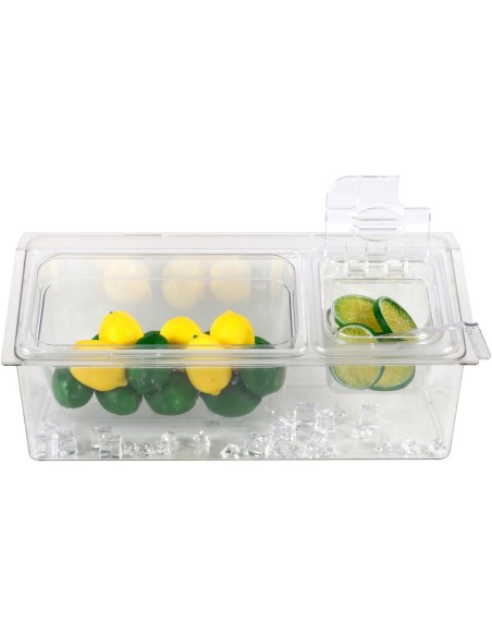 Chilled Condiment Holder including 1xGN1/3+1xGN1/6-100mm containers with lid Plastic | Stalwart DA- CHP06B3