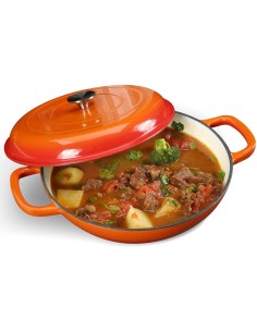 Enameled Cast iron Casserole Shallow pot Round Orange Ă¸31cm 3.5 litres | DA-QT3107O