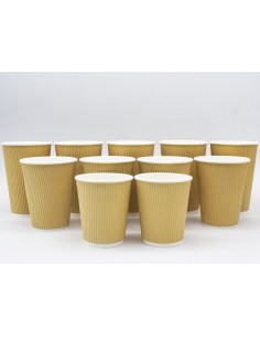 500pcs Kraft Ripple Wall Coffee Cup 16oz/473ml PE | Stalwart KR16OZ 2