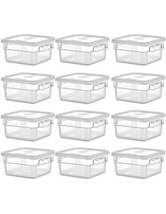 Pack of 12 Food storage Container with lid 1.9 litre 201x189x97mm Polypropylene | Stalwart DA-GSPP2+GSPPL2