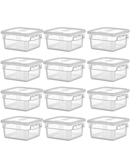 Pack of 12 Food storage Container with lid 1.9 litre 201x189x97mm Polypropylene | Stalwart DA-GSPP2+GSPPL2