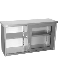 Professional Durable Commercial Wall Cabinet Cupboard Glass Doors Stainless Steel 1800x400x800mm For Commercial Kitchens 2