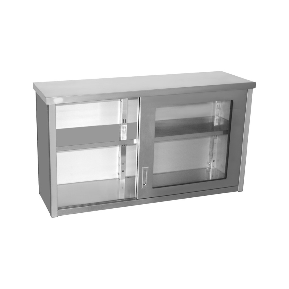 Professional Durable Commercial Wall Cabinet Cupboard Glass Doors Stainless Steel 1800x400x800mm For Commercial Kitchens