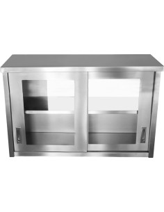 Professional Durable Commercial Wall Cabinet Cupboard Glass Doors Stainless Steel 1200x400x800mm For Commercial Kitchens 2
