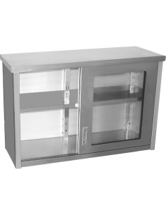 Professional Durable Commercial Wall Cabinet Cupboard Glass Doors Stainless Steel 1200x400x800mm For Commercial Kitchens