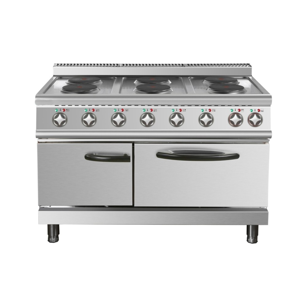 Professional-Grade Commercial Electric Cooker 6 Burners (6x2000W) with Electric Oven (4800W) 1050x700x920xmm For Commercial Kitc