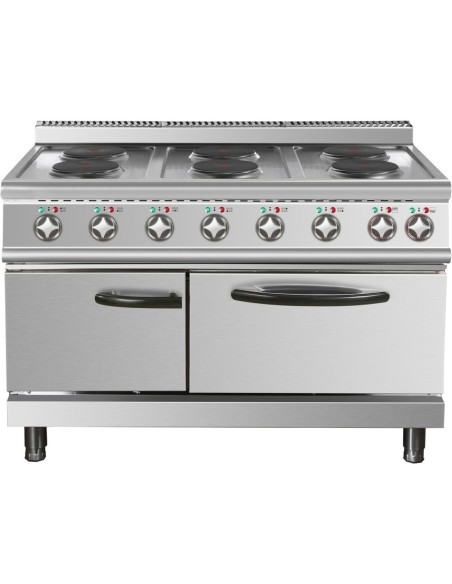 Professional-Grade Commercial Electric Cooker 6 Burners (6x2000W) with Electric Oven (4800W) 1050x700x920xmm For Commercial Kitc