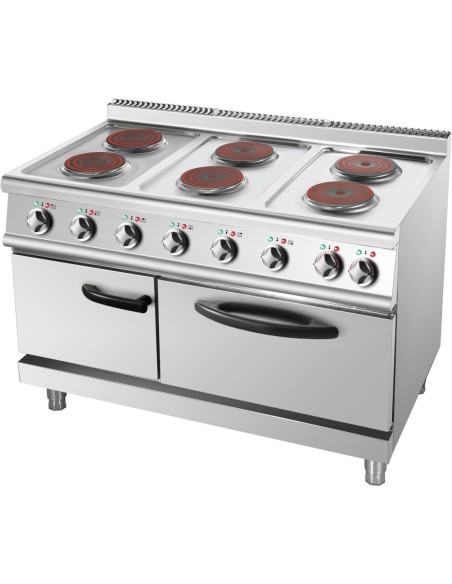 Professional-Grade Commercial Electric Cooker 6 Burners (6x2000W) with Electric Oven (4800W) 1050x700x920xmm For Commercial Kitc
