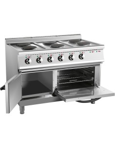 Professional-Grade Commercial Electric Cooker 6 Burners (6x2000W) with Electric Oven (4800W) 1050x700x920xmm For Commercial Kitc