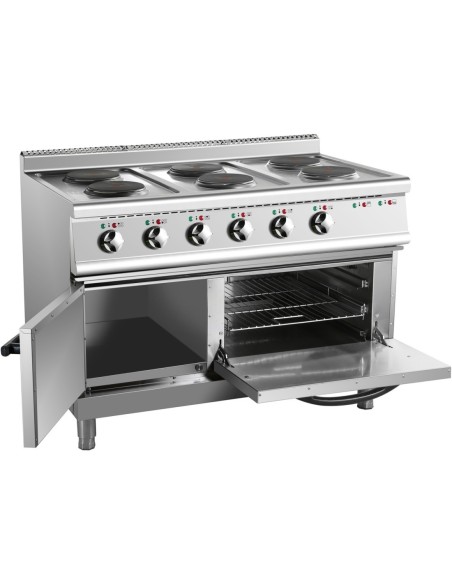 Professional-Grade Commercial Electric Cooker 6 Burners (6x2000W) with Electric Oven (4800W) 1050x700x920xmm For Commercial Kitc