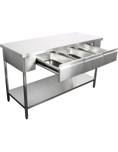 Professional Built to Last Premium Commercial Work table with 3 drawers Stainless steel Bottom shelf 1800x600x900mm For Commerci