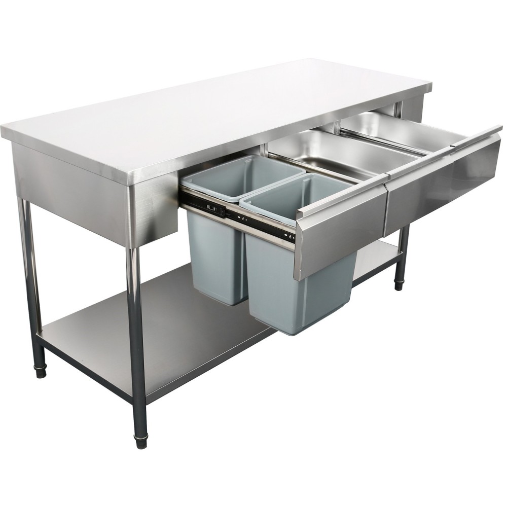 Professional Built to Last Premium Commercial Work table with 3 drawers Stainless steel Bottom shelf 1800x600x900mm For Commerci