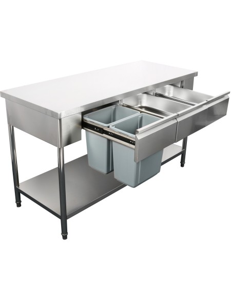 Professional Built to Last Premium Commercial Work table with 3 drawers Stainless steel Bottom shelf 1800x600x900mm For Commerci