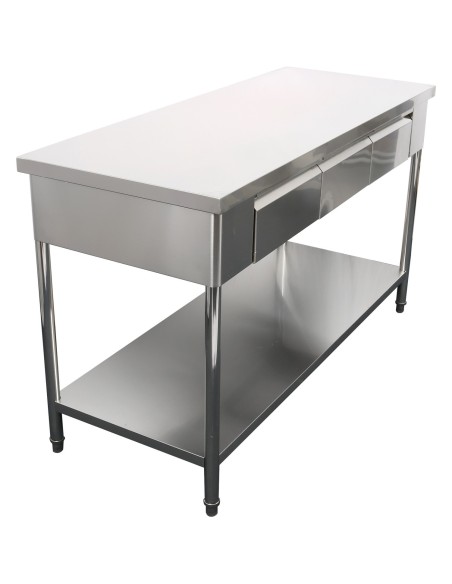 Professional Built to Last Premium Commercial Work table with 3 drawers Stainless steel Bottom shelf 1800x600x900mm For Commerci