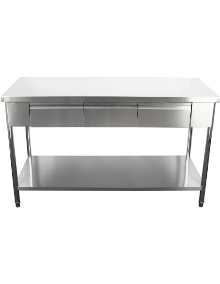 Professional Built to Last Premium Commercial Work table with 3 drawers Stainless steel Bottom shelf 1800x600x900mm For Commerci