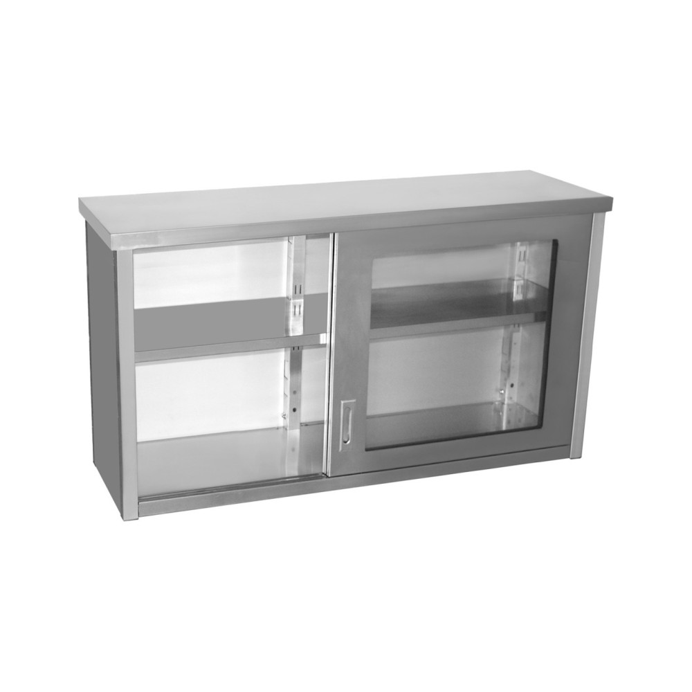 Professional Built to Last Commercial Wall Cabinet Cupboard Glass Doors Stainless Steel 2000x400x650mm For Commercial Kitchens
