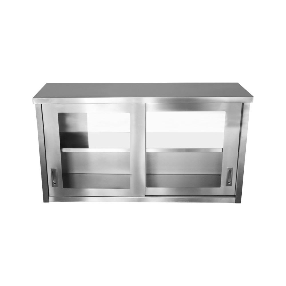 Professional Durable Commercial Wall Cabinet Cupboard Glass Doors Stainless Steel 1600x400x800mm For Commercial Kitchens