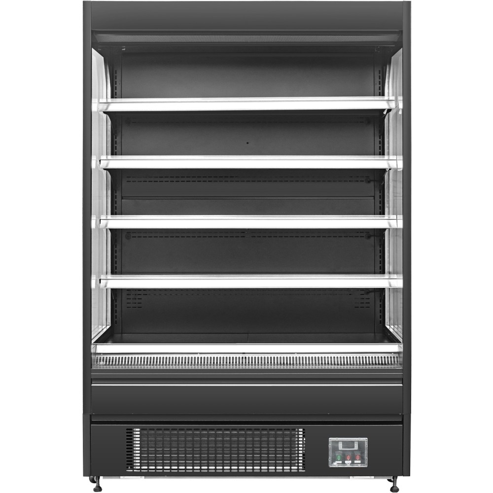 Professional Commercial-Grade Wall Cabinet Multi Deck Refrigerator Night Curtain Black 1525x800x2000mm For Commercial Kitchens