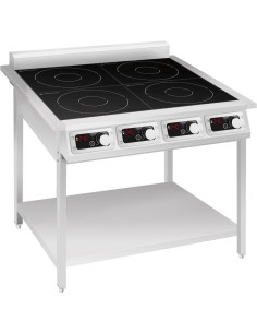 Professional Sturdy Commercial 4-Zone Induction Hob with Undershelf 4 x 790x700x911mm For Commercial Kitchens