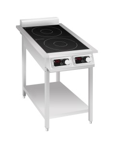 Professional Long-Lasting Commercial Double Induction Hob with Undershelf 2 x 432x700x911mm For Commercial Kitchens