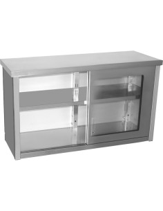 Professional Built to Last Commercial Wall Cabinet Cupboard Glass Doors Stainless Steel 1200x400x650mm For Commercial Kitchens 2
