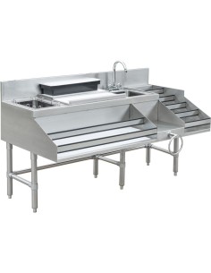 Professional Commercial-Grade Commercial Stainless Steel Cocktail Station with Backsplash 5 Tier Bottle Display 1675x760x760mm F