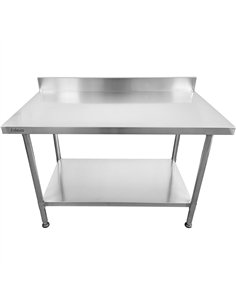 Commercial Mobile Work table with Adjustable feet Stainless steel Bottom shelf  Rear upstand 600x600xx850/930mm  2