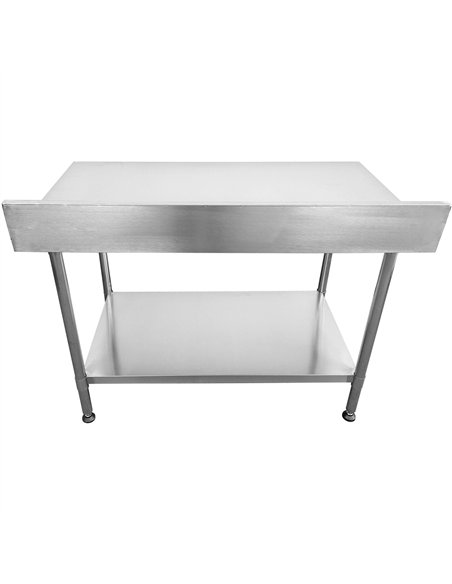 Commercial Mobile Work table with Adjustable feet Stainless steel Bottom shelf  Rear upstand 600x600xx850/930mm 