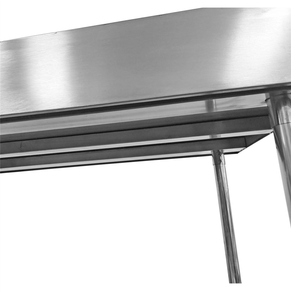 Commercial Mobile Work table with Adjustable feet Stainless steel Bottom shelf  Rear upstand 600x600xx850/930mm 