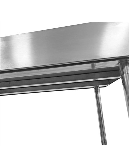 Commercial Mobile Work table with Adjustable feet Stainless steel Bottom shelf  Rear upstand 600x600xx850/930mm 