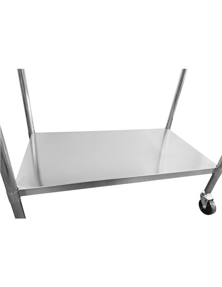 Commercial Mobile Work table with Adjustable feet Stainless steel Bottom shelf  Rear upstand 600x600xx850/930mm 