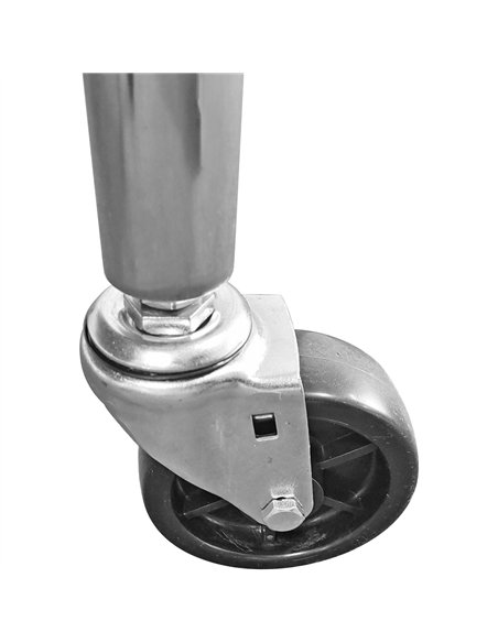 Commercial Mobile Work table with Adjustable feet Stainless steel Bottom shelf  Rear upstand 600x600xx850/930mm 