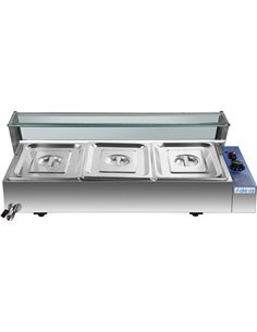 Commercial Bain Marie with Glass top sneeze guard 3xGN1/2  2