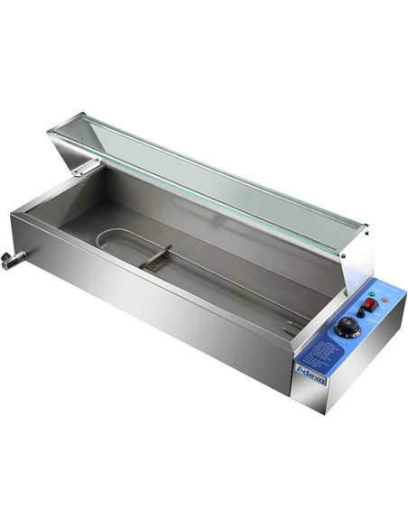 Commercial Bain Marie with Glass top sneeze guard 3xGN1/2 