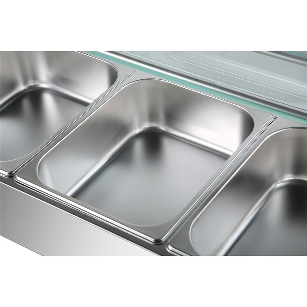 Commercial Bain Marie with Glass top sneeze guard 3xGN1/2 