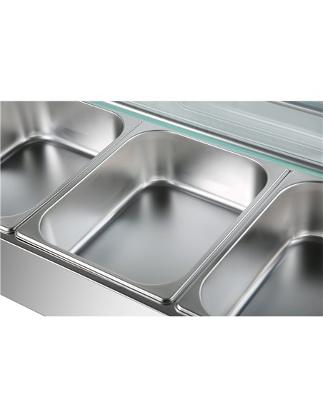 Commercial Bain Marie with Glass top sneeze guard 3xGN1/2 