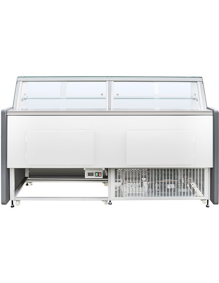 Serve over Deli counter White front Straight glass front Width 1955mm 