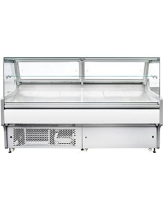 Serve over Deli counter White front Straight glass front Width 2580mm  2
